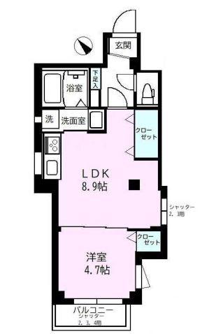 ビュール荻窪(1LDK/3階)の間取り写真