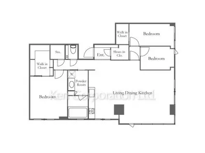 パークコート麻布十番ザタワー(3LDK/36階)の間取り写真
