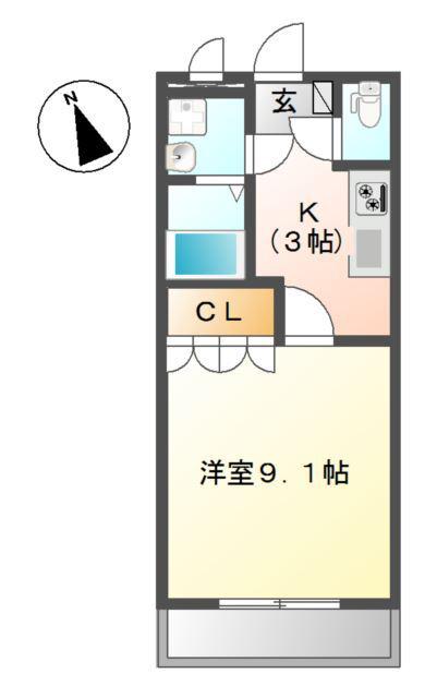 リバーシティ石塚(1K/3階)の間取り写真