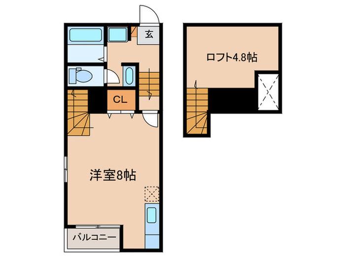 グランヒル梅林(ワンルーム/1階)の間取り写真