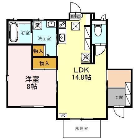 D-ROOM北浅井(1LDK/1階)の間取り写真