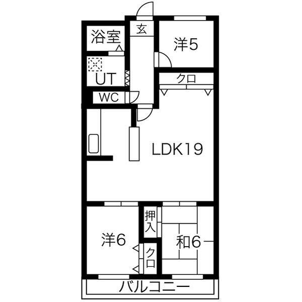 パビヨン徳川(3LDK/2階)の間取り写真