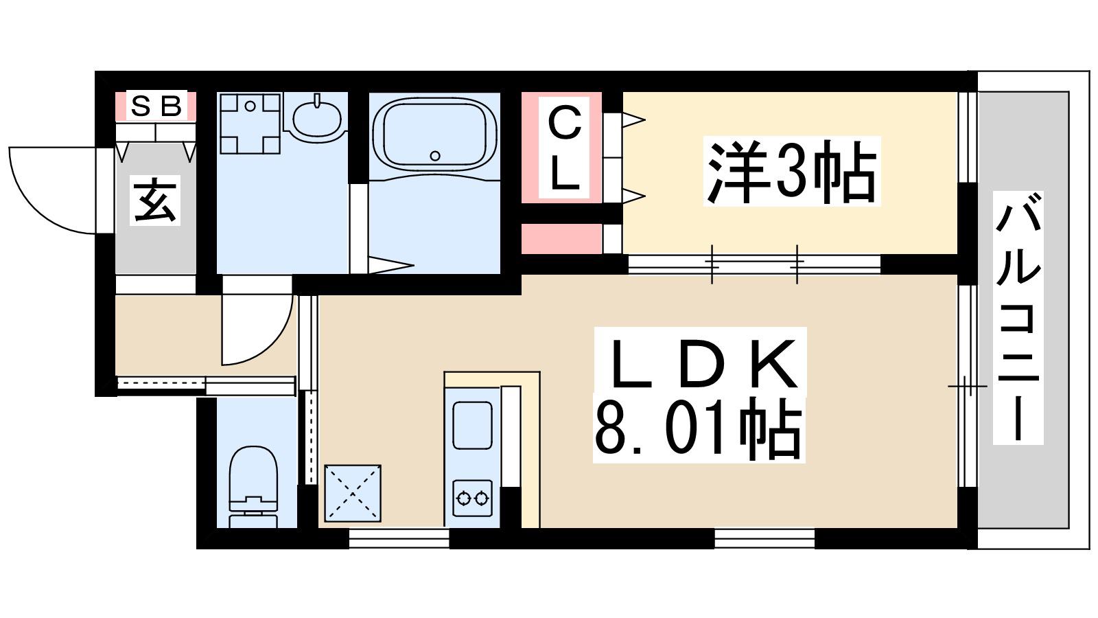 ライブフラット塚本新北野(1LDK/2階)の間取り写真