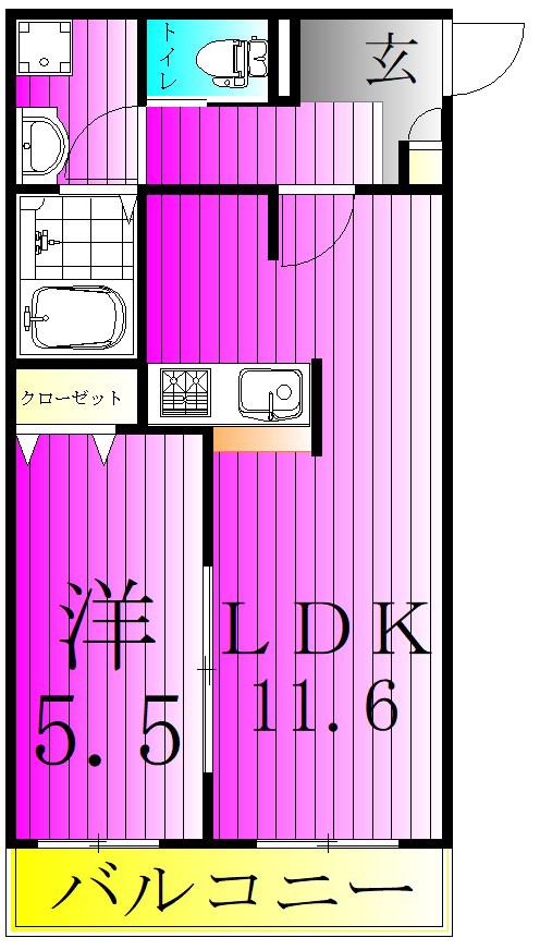 シエーナ北小金III(1LDK/2階)の間取り写真