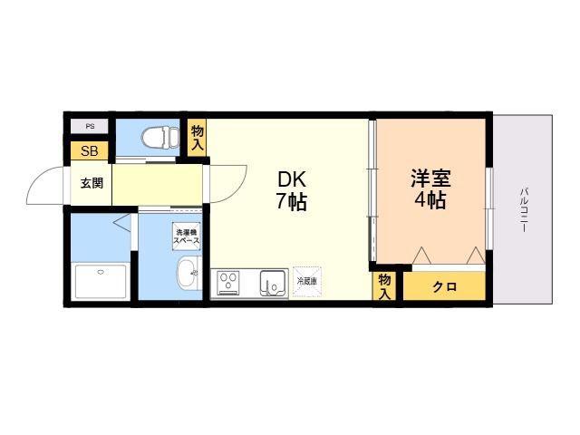 PHOENIX伊都(1DK/1階)の間取り写真