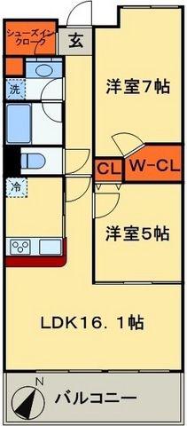 アリーム稲毛海岸(2LDK/8階)の間取り写真