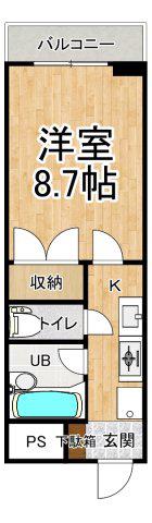 ハオス・ベハーゲン(1K/2階)の間取り写真