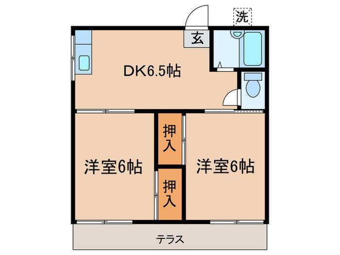 グリーンハウス(2DK/1階)の間取り写真