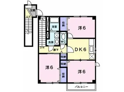 ポレール(3DK/2階)の間取り写真