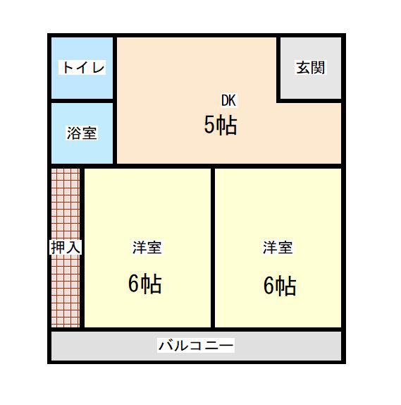 グリーンパレス・塩屋崎(2DK/2階)の間取り写真