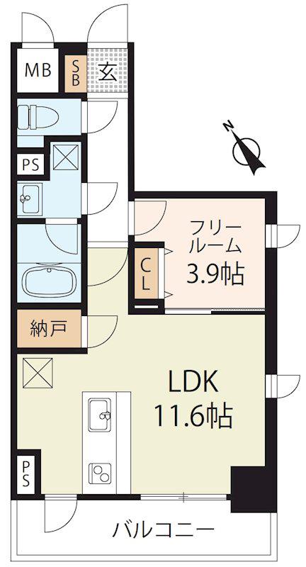 ノヴァリス草津(1LDK/5階)の間取り写真