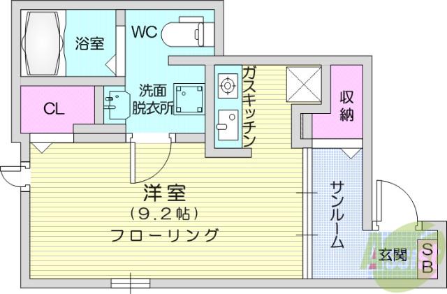 ＪＲ東北本線 名取駅 徒歩12分 2階建 築10年(1K/1階)の間取り写真