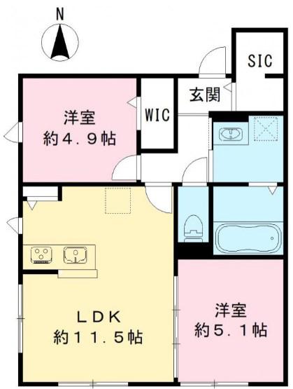 ユアメゾン 富松(2LDK/1階)の間取り写真