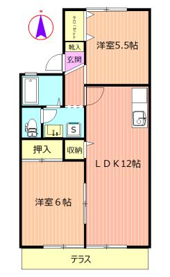 アイエヌハイツIII(2LDK/1階)の間取り写真