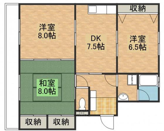 レジデンス木村(3DK/2階)の間取り写真