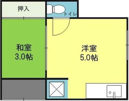 ドエル寺田町(1DK/1階)の間取り写真