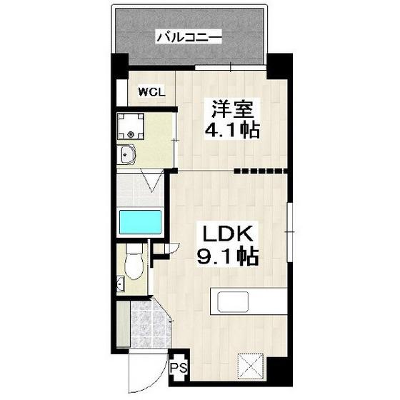 ウィル久茂地(1LDK/4階)の間取り写真