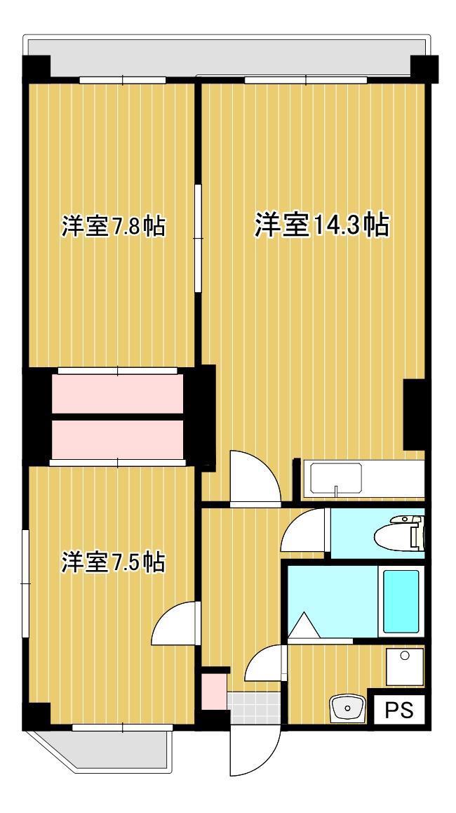 ベルデュール21(2LDK/6階)の間取り写真