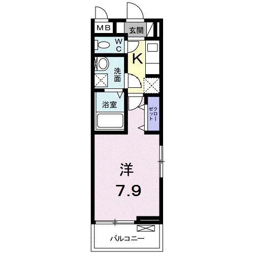 ブッシュ クローバー VII(1K/2階)の間取り写真