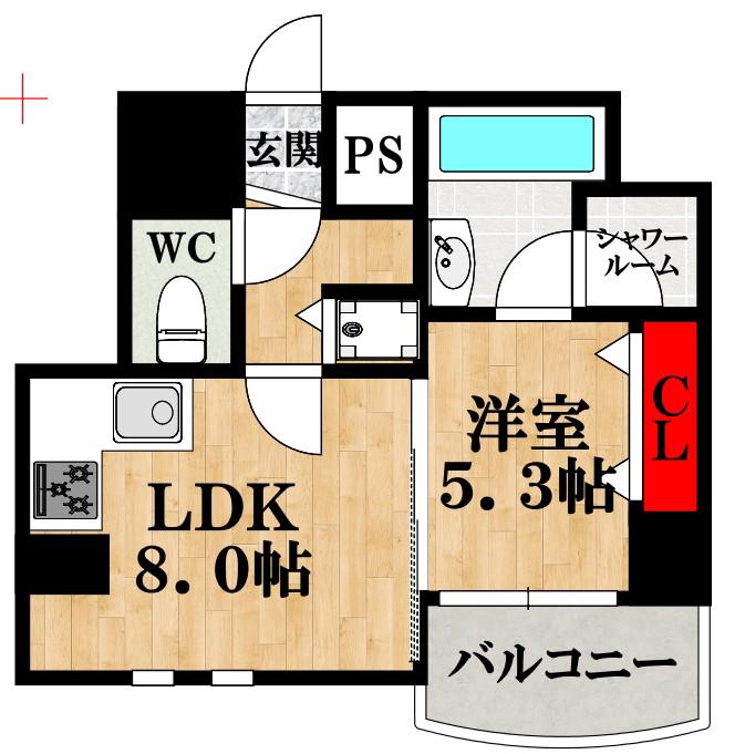 ZEUS桜川プレミアム(1LDK/2階)の間取り写真