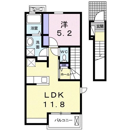 ソレイユ稲村ガ崎 II(1LDK/2階)の間取り写真