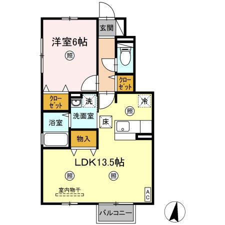 サンボナール(1LDK/1階)の間取り写真
