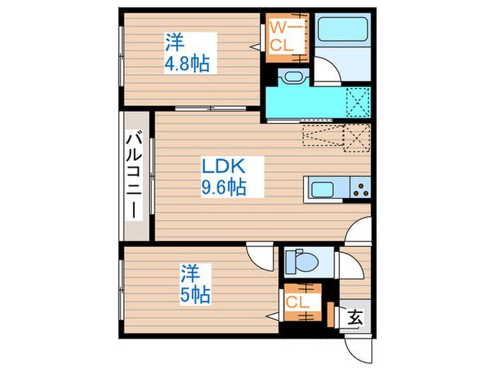 フェンネル(2LDK/2階)の間取り写真