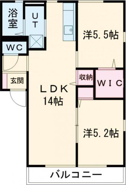 アルフェッカB(2LDK/1階)の間取り写真