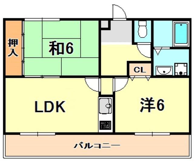 アイマンション長尾(2LDK/3階)の間取り写真