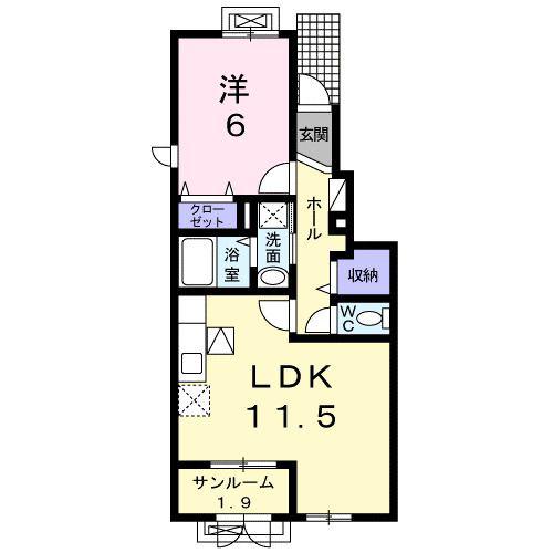 ＪＲ羽越本線 鶴岡駅 バス乗車時間：16分 最寄りバス停で下車 徒歩7分 2階建 築12年(1LDK/1階)の間取り写真