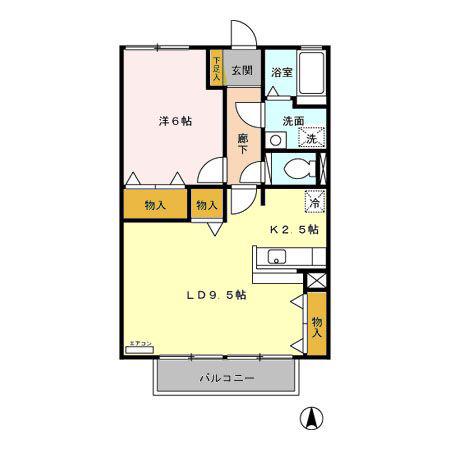 シャルマン富士見ヶ丘(1LDK/1階)の間取り写真