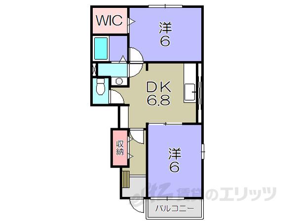 ファミリータイズI(2DK/1階)の間取り写真