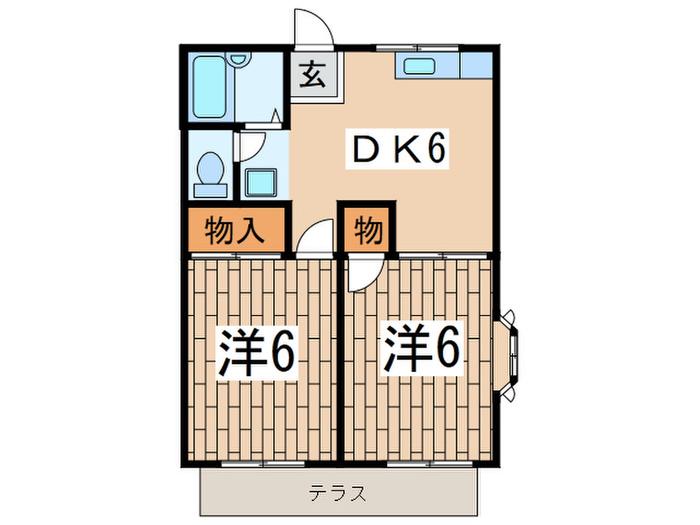 ルミエール洋光台(2DK/1階)の間取り写真