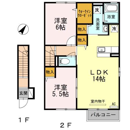 LUPINUS(2LDK/2階)の間取り写真