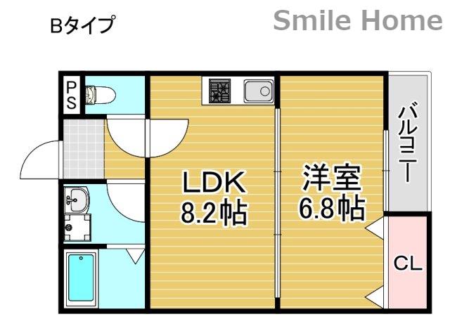 ACT住之江(1LDK/3階)の間取り写真