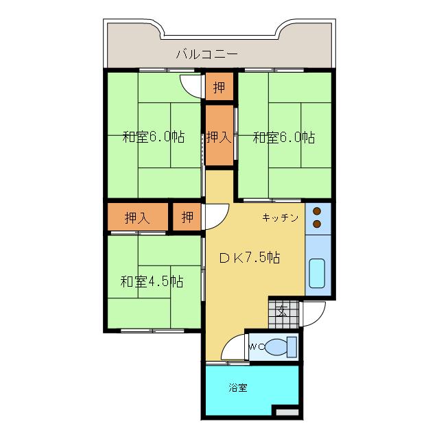 新浜マンション(3DK/1階)の間取り写真