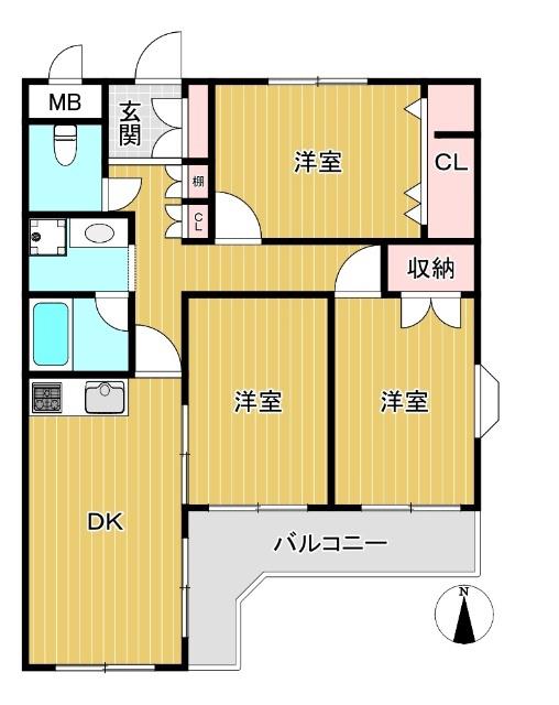 エマーレ南大泉SUD(3DK/3階)の間取り写真
