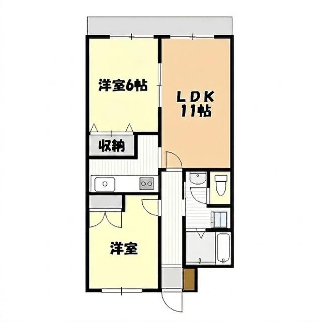 パレス扇(2LDK/2階)の間取り写真