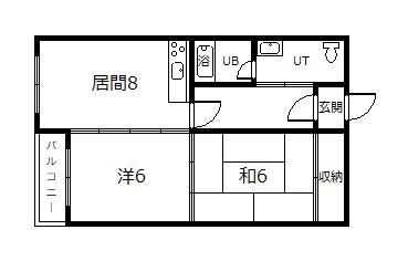 エステート宮下26C(2DK/1階)の間取り写真