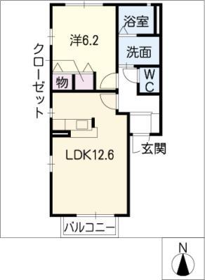 ルミエール青山(1LDK/1階)の間取り写真