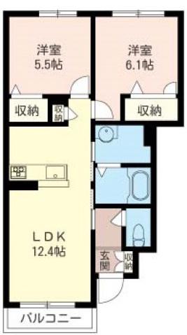 カサ ベラーノI(2LDK/1階)の間取り写真