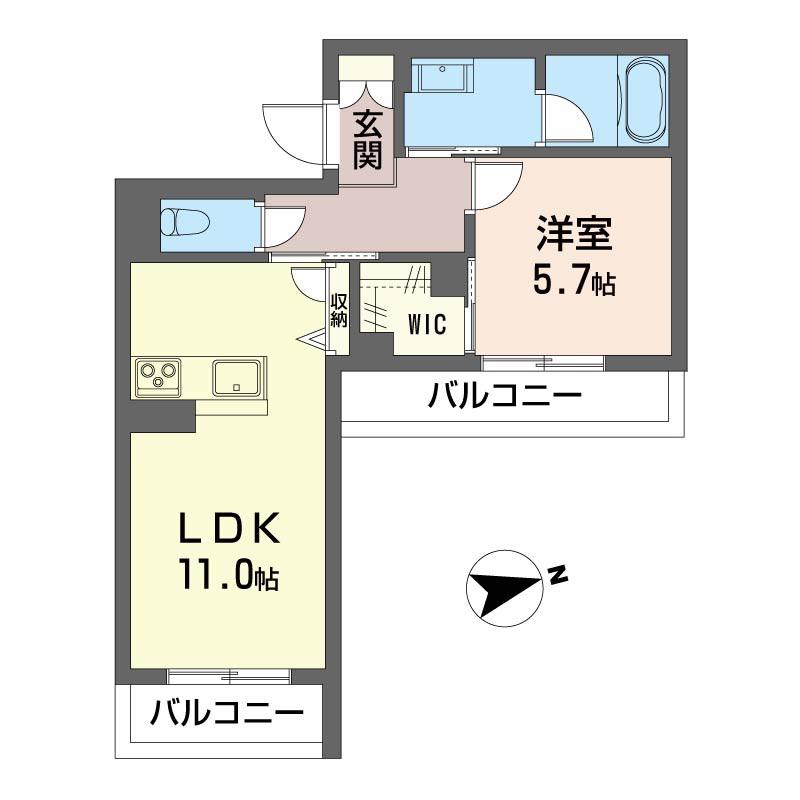 カ・ピリナ柏(1LDK/3階)の間取り写真