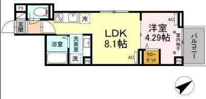 ルリアン船橋(1LDK/3階)の間取り写真