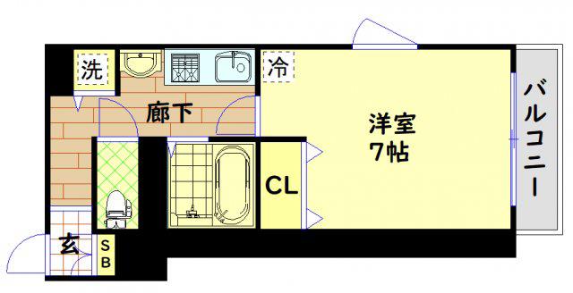ラナップスクエア阿波座(1K/2階)の間取り写真