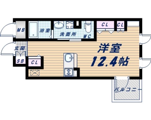 RIDGE北堀江(ワンルーム/8階)の間取り写真