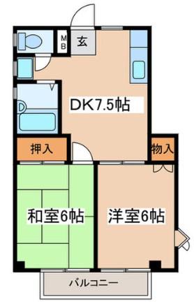 山田ハイツ(2DK/3階)の間取り写真