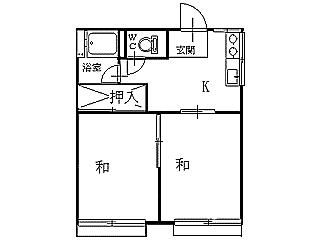 ファミール牧戸(2K/2階)の間取り写真