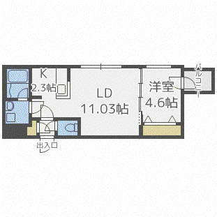 LUX FORT(1LDK/2階)の間取り写真