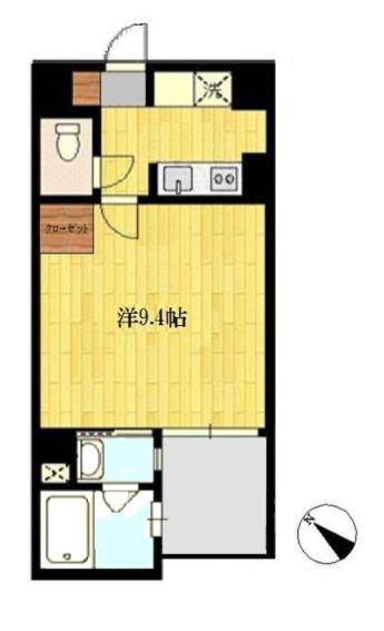 エスポワール本八幡(1K/1階)の間取り写真
