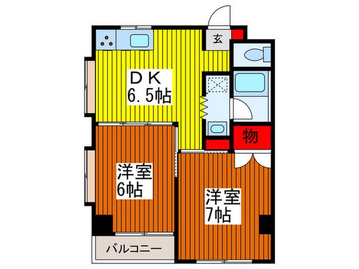 ソフィアメゾン(2DK/6階)の間取り写真